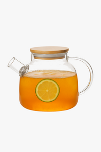 glass teapot 1l bamboo lid removable filter