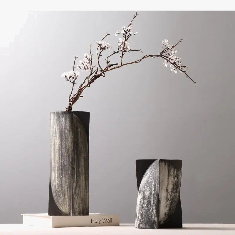 abstract ceramic vase for flowers and modern decoration