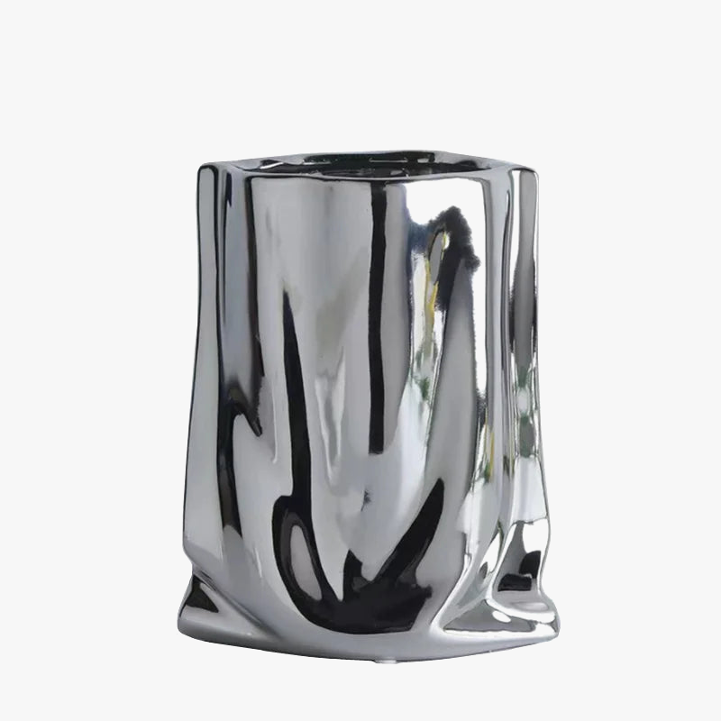ceramic vase with silver frills for decorative flowers