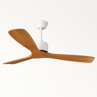 Wooden ceiling fan with 3 blades and integrated LED light