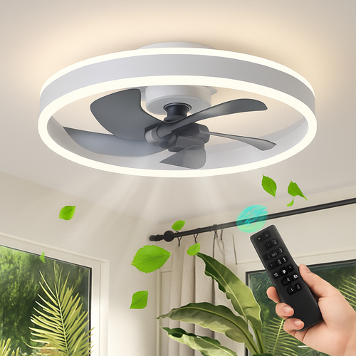 Modern LED ceiling fan with remote control and 6 speeds