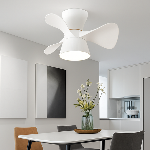 Illuminated ceiling fan with remote control and 6 speeds - vue 5 sur 12
