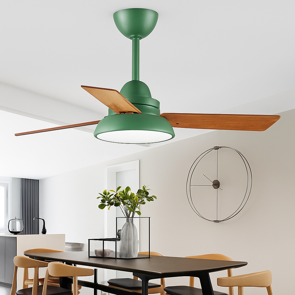 Modern ceiling fan with light and remote control - vue 5 sur 6