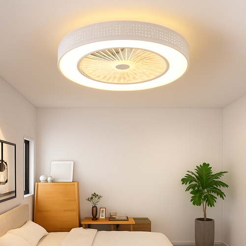 Modern ceiling fan with LED light and remote control - vue 4 sur 12