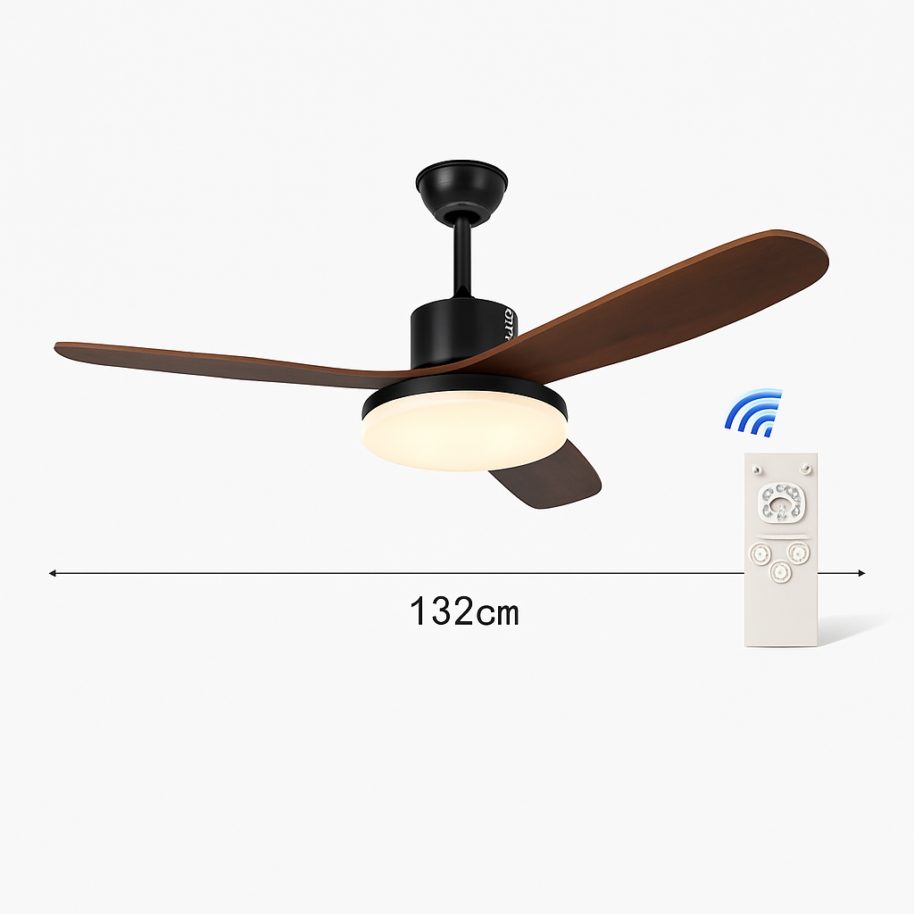 Modern ceiling fan with light, remote control and adjustable LED - vue 12 sur 12