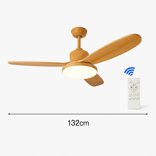 Modern ceiling fan with light, remote control and adjustable LED - vue 11 sur 12
