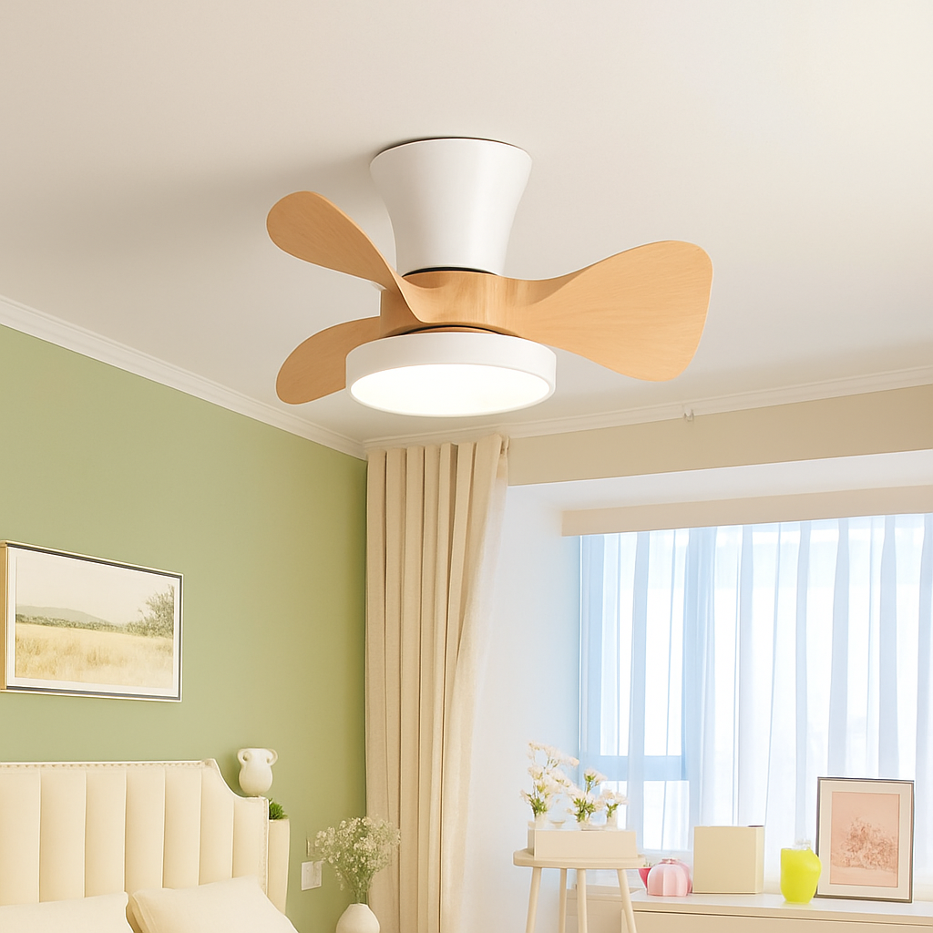 Modern silent ceiling fan with LED light and remote control - vue 4 sur 9
