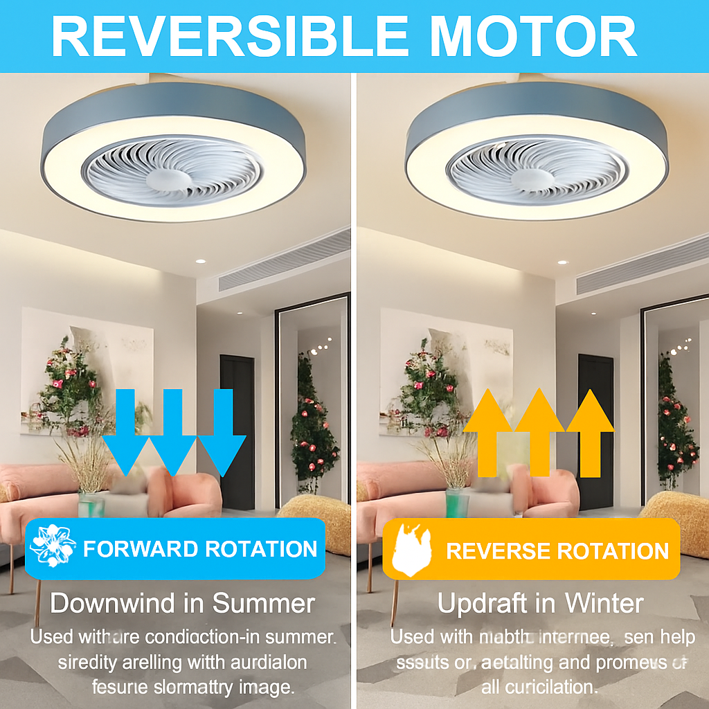 Modern ceiling fan for children with LED light and remote control - vue 3 sur 8