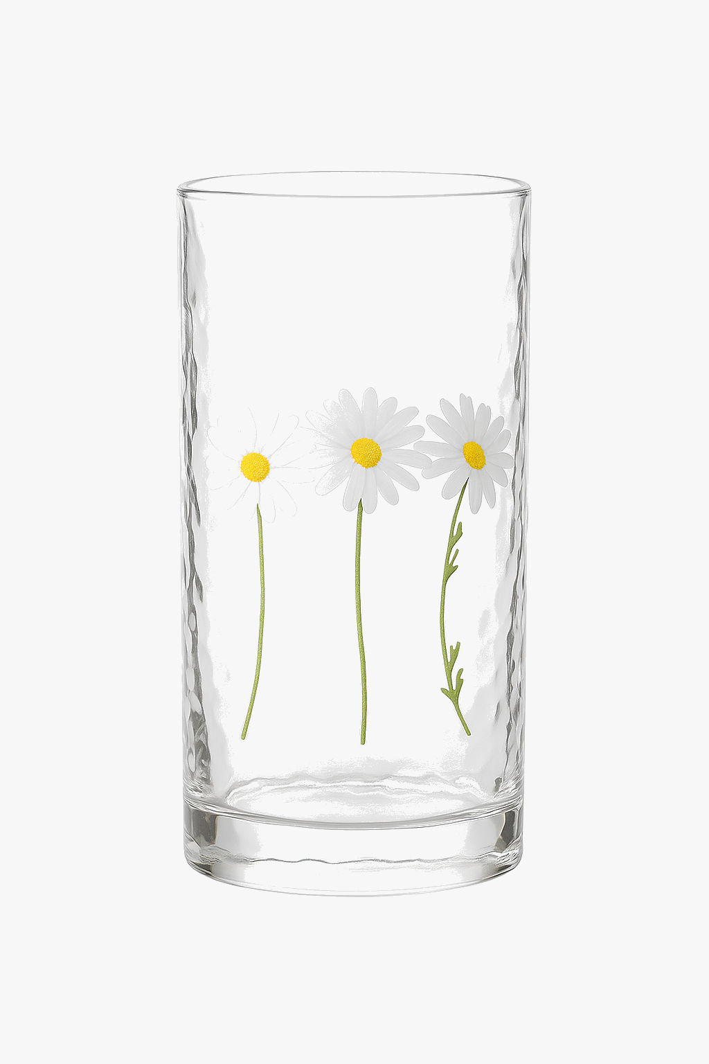 Hammered glass cup with daisy pattern creative heat resistant design