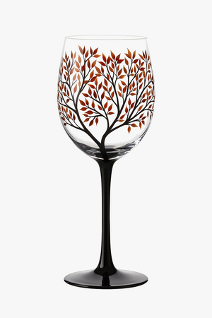 Verre à vin arbre quatre saisons peint main
