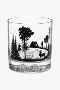 Snowy mountain relief wine glass 300ml