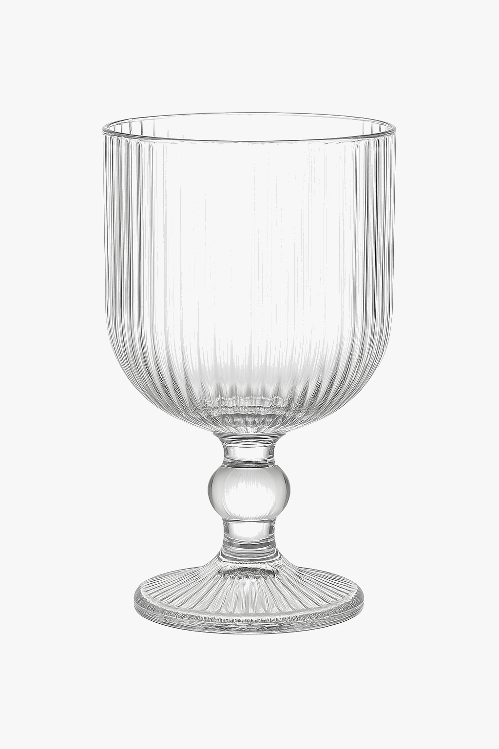 Striped short-stemmed wine glasses with wide opening