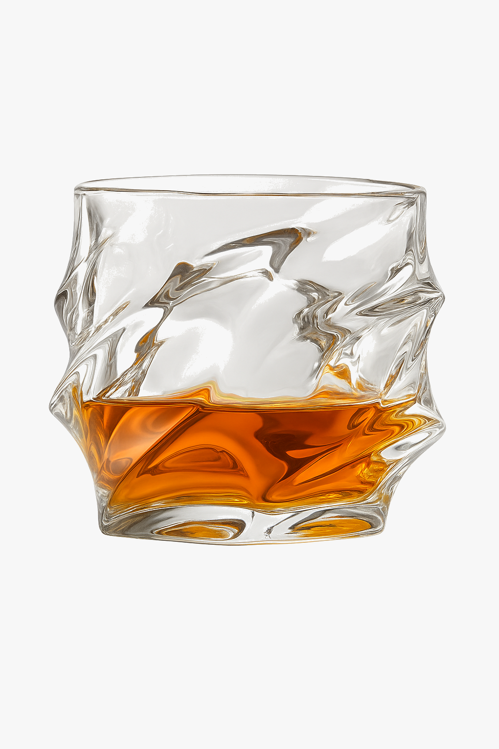 Old fashioned whisky glass with embossed modern design