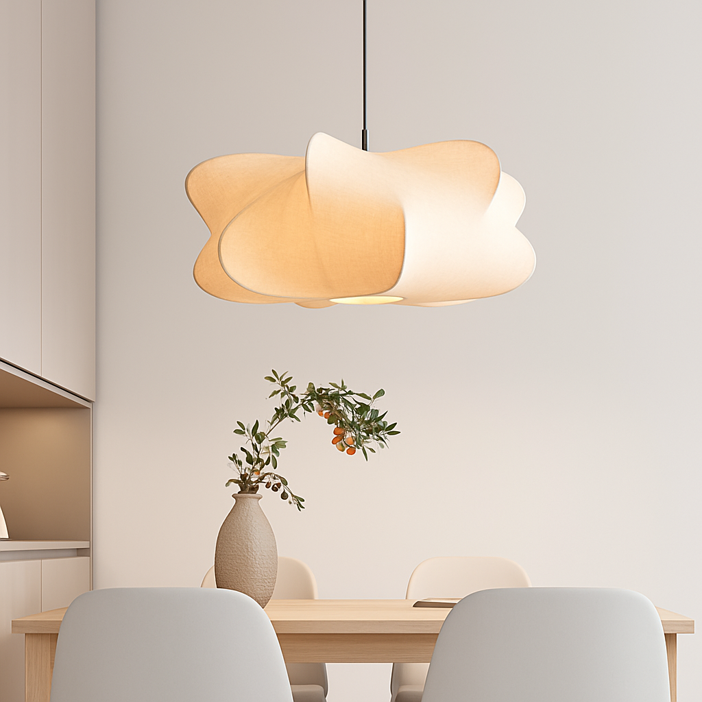 Wabi-sabi living room ceiling lamp Japanese silk pendant light