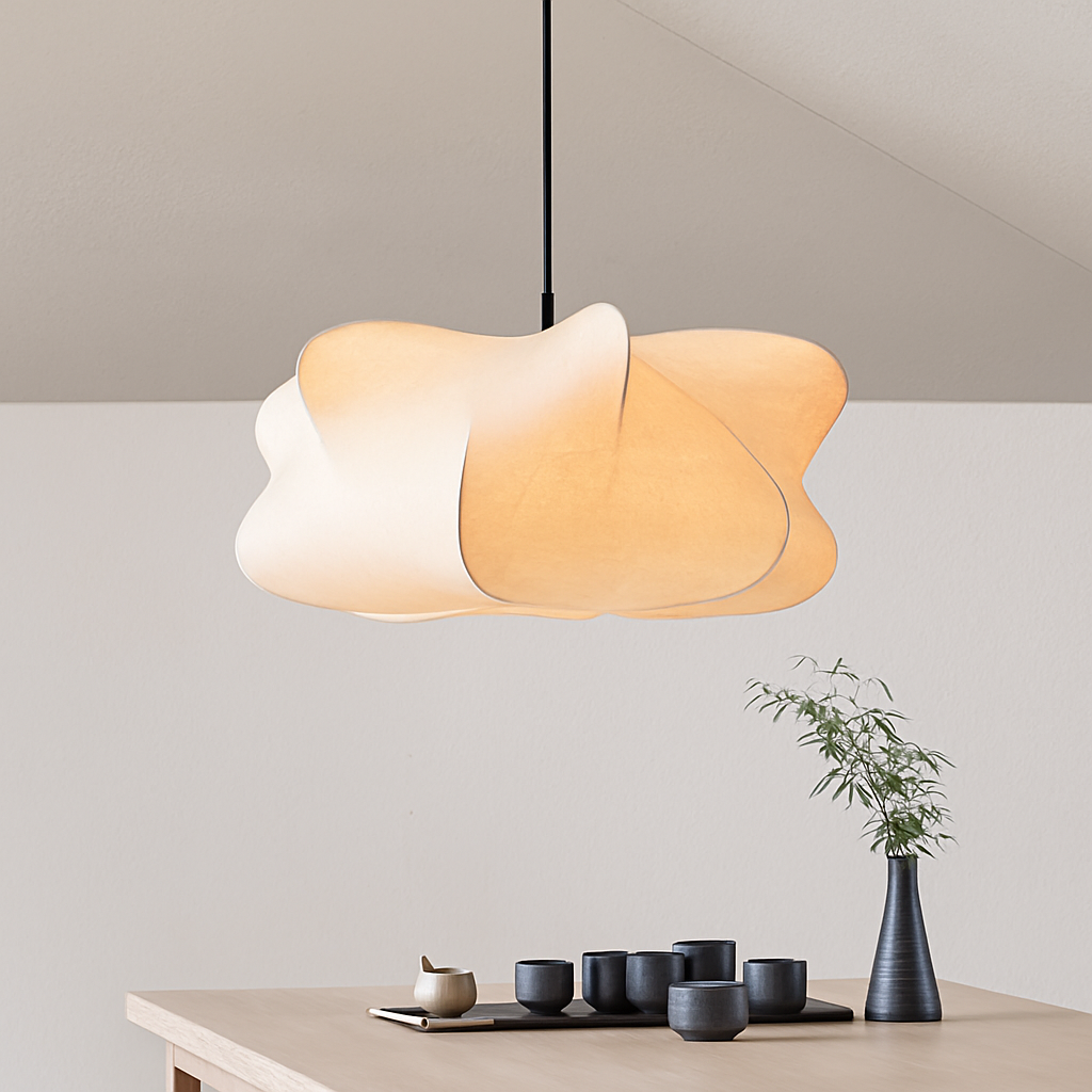 Wabi-sabi living room ceiling lamp Japanese silk pendant light