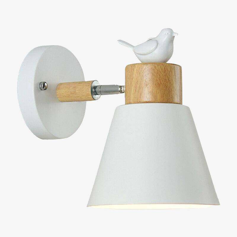 Modern LED wall light with metal bird-style shade