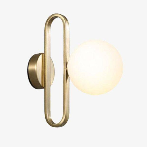 Modern LED wall light with gold ring and glass globe - vue 2 sur 6