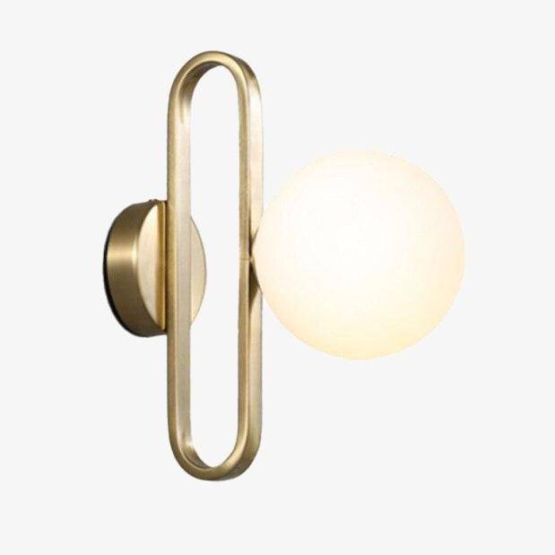 Modern LED wall light with gold ring and glass globe