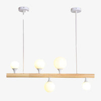 Scandinavian LED pendant light in wood and glass globes