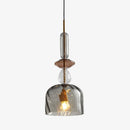 Designer LED pendant light with colored glass shade in brushed Coffee style