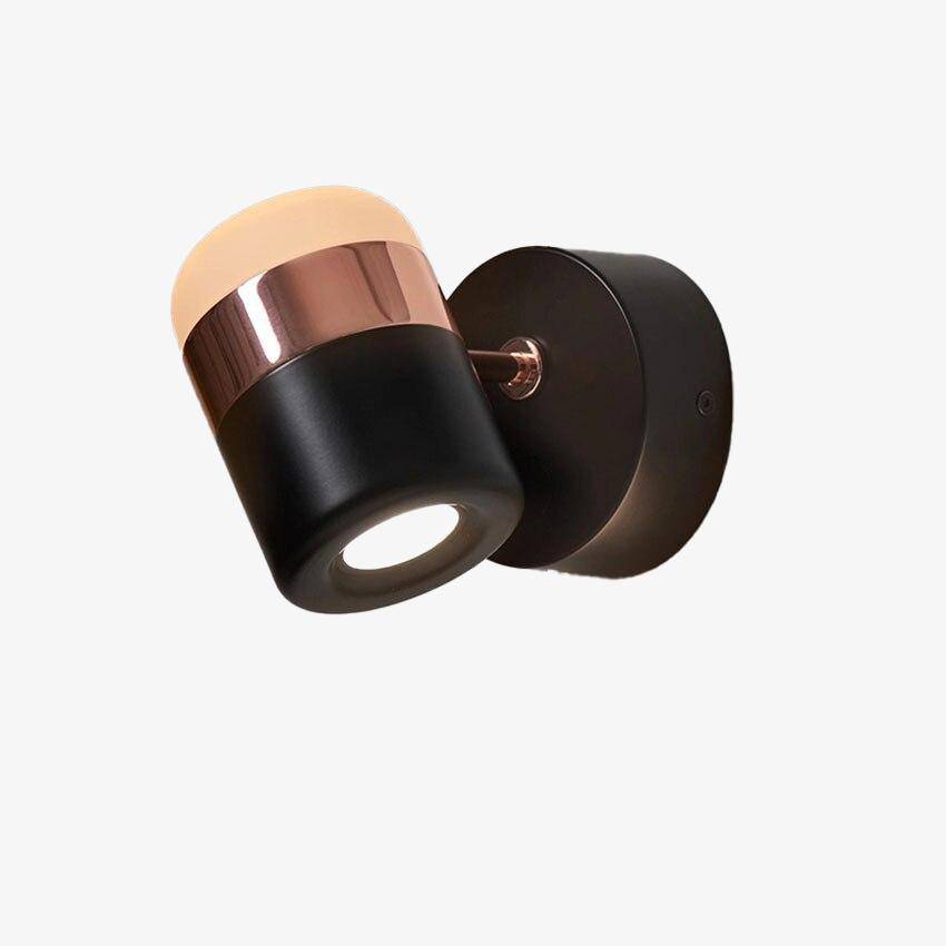 Modern LED wall light with curved design and copper-coloured band