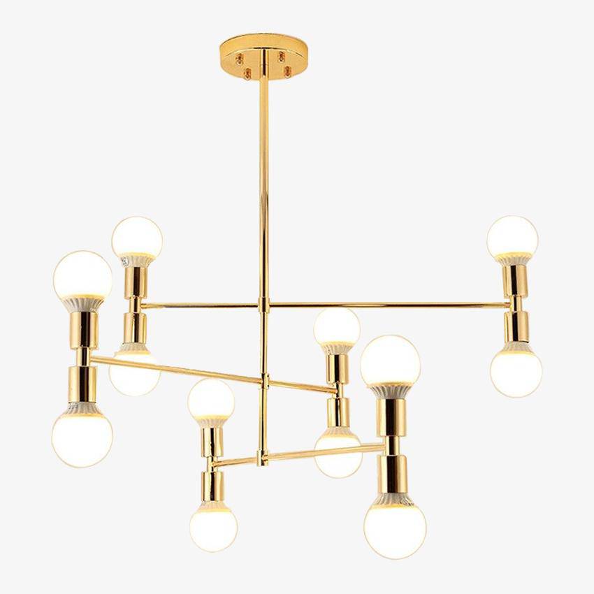 Designer gold metal chandelier with globe lamps