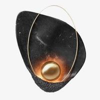 Led designer marble wall light with gold ring