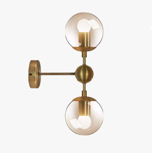 Gold sphere wall light (single or double lamp) - vue 3 sur 2