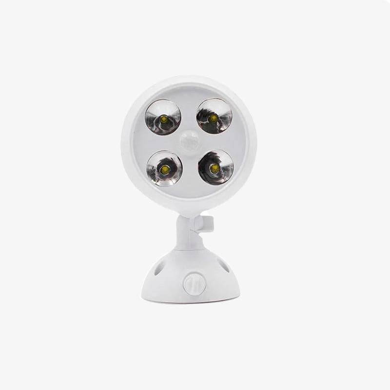 White outdoor wall light with 4 motion LEDs