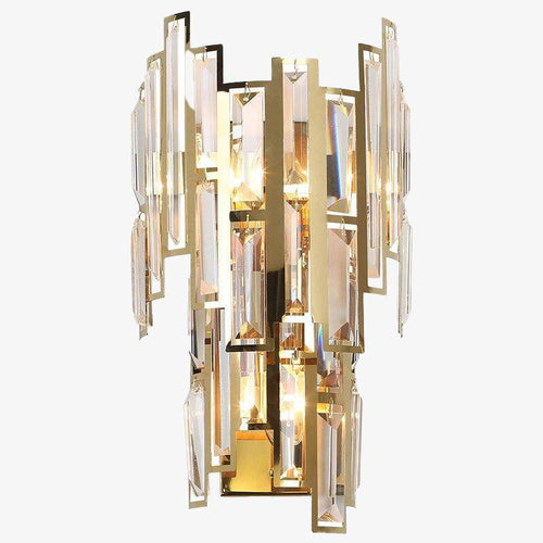 Design LED wall light in golden crystal glass