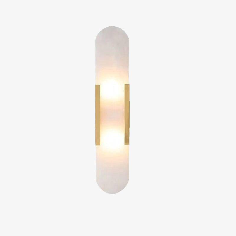 Designer LED wall light in rounded marble and gold metal Luxury