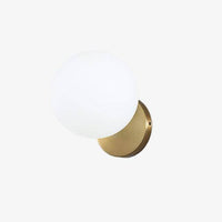 LED wall light with glass globe and round gold base