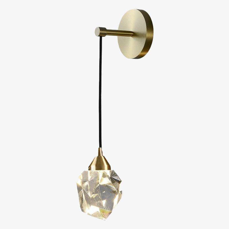 Design LED wall light with diamond-style glass shade