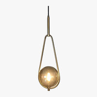 Designer LED pendant light with glass and metal sphere loft