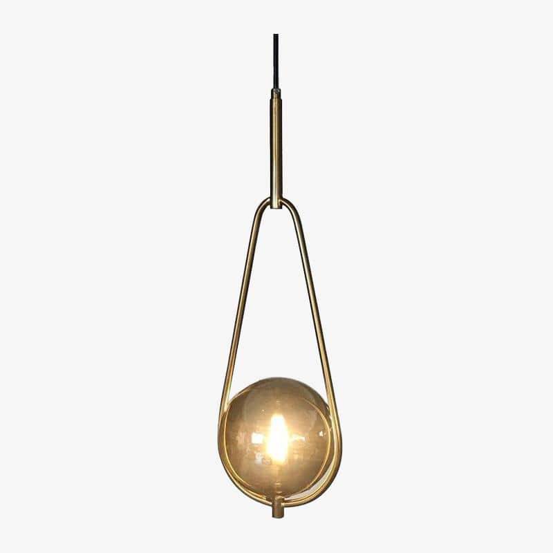 Designer LED pendant light with glass and metal sphere loft