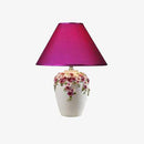 Modern bedside lamp with flowers and fabric lampshade (multiple colors)