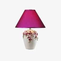 Modern bedside lamp with flowers and fabric lampshade (multiple colors)