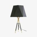 Designer LED table lamp with metal base and triangular loft-style shade omi