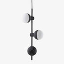 Modern black metal LED pendant light with three glass globes chandelier