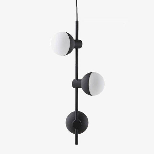 Modern black metal LED pendant light with three glass globes chandelier - vue 2 sur 5