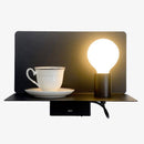 LED wall light with shelf and switch