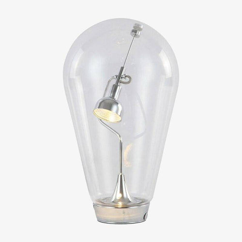 Designer LED table lamp with chrome in glass bulb
