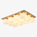 Wooden ceiling light with multiple LED lamps
