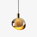 Designer LED pendant light with spherical lampshade in gold metal Loft