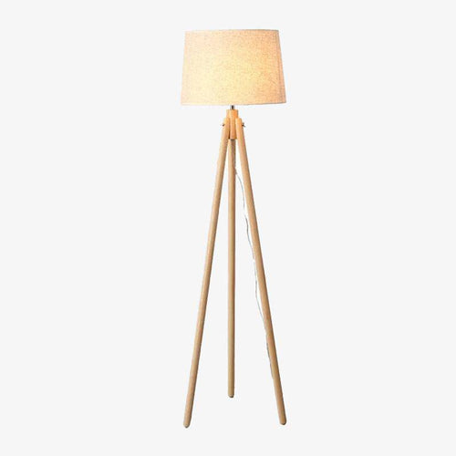 Scandinavian wooden tripod floor lamp - vue 2 sur 6