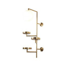 Modern LED wall light with multiple gold discs and glass sphere
