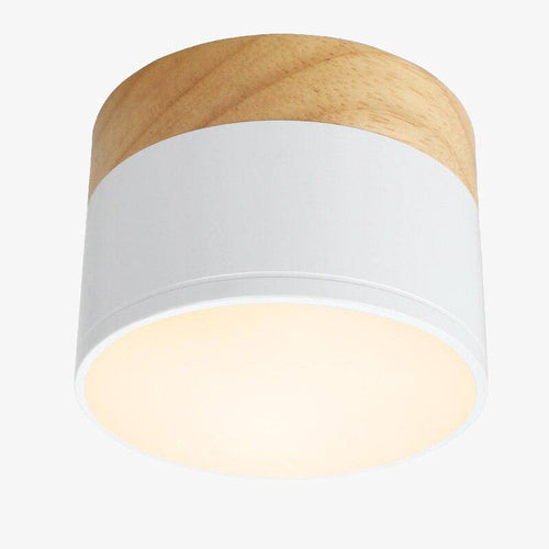 Modern round LED spotlight with wooden base loft