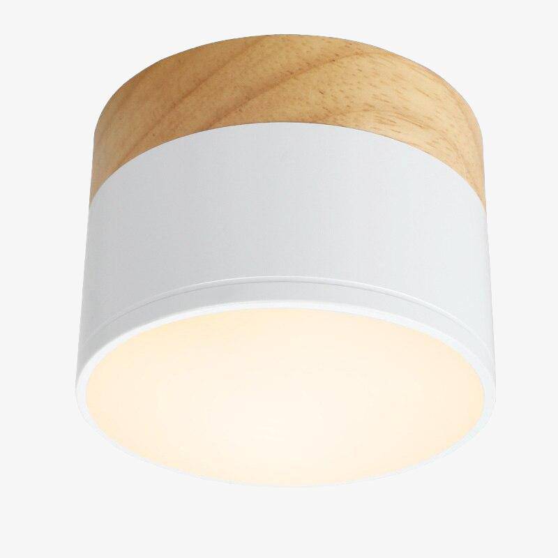 Modern round LED spotlight with wooden base loft
