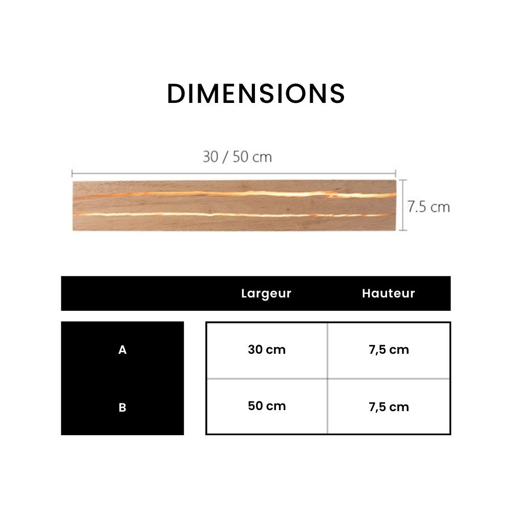 Scandinavian wooden rectangular LED wall light - vue 4 sur 4