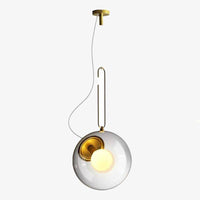 Glass and metal globe LED pendant light